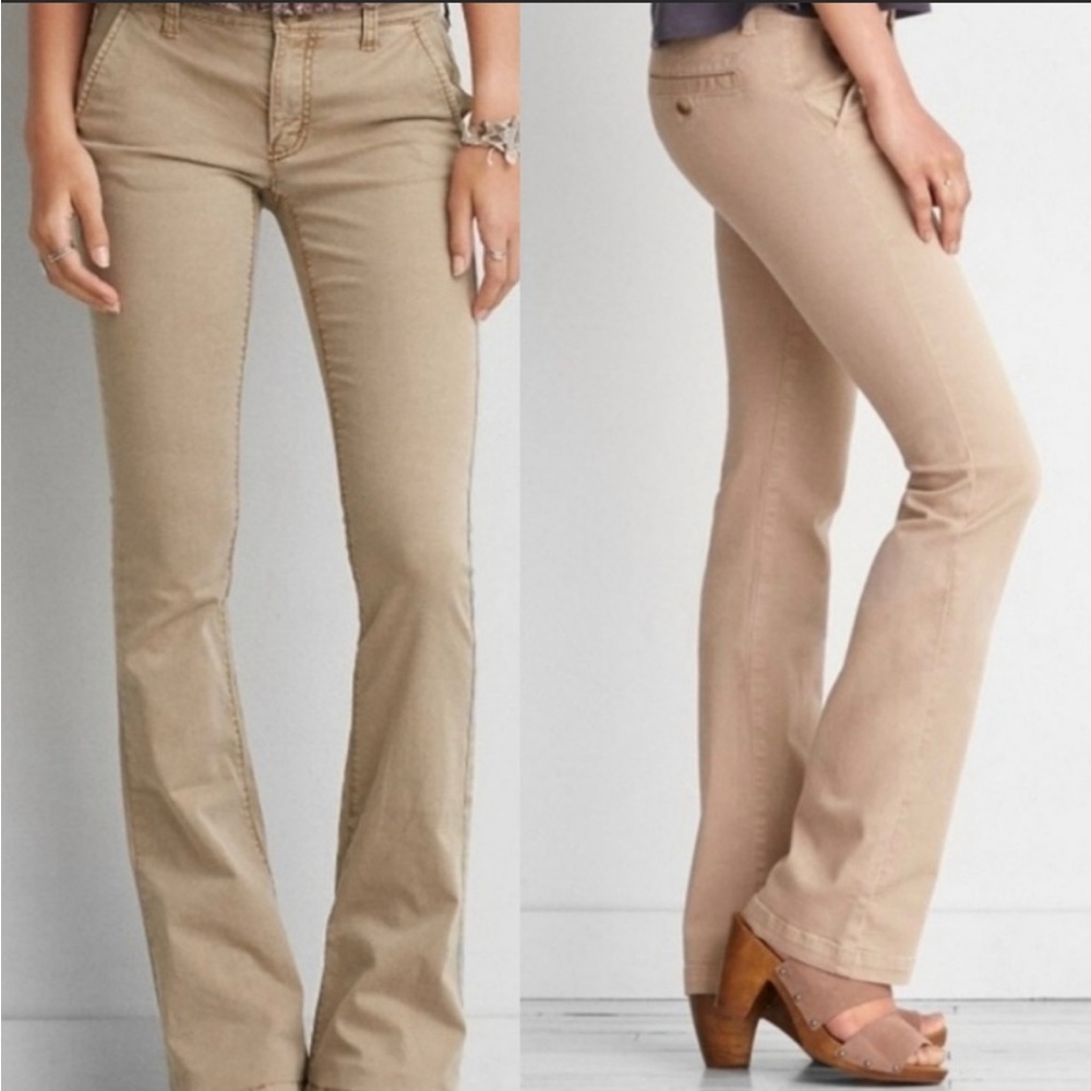 LOT BUNDLE OF 5 American Eagle Outfitters khaki Kick boot stretch in EUC 00 LONG